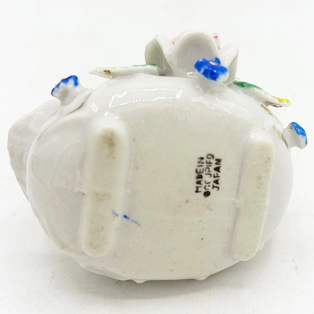 Occupied Japan Miniature Rose Floral Basket Porcelain